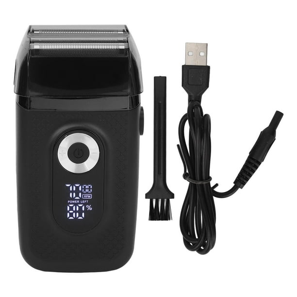 Recortadora de barba eléctrica con LED, 3 velocidades ajustables, cuchilla desmontable, recargable, USB, digital