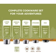 Wealers 8pc Camping Cookware Set Stainless Steel Pots and Pans with Travel Tote Bag