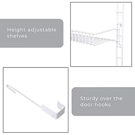 Smart Design Over The Door Adjustable Pantry Organizer Rack w/ 5 Adjustable Shelves - Steel Metal - Hanging - Wall Mount - Cans, Spice, Storage, Close