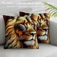 thumbnail image 3 of Leisuo Lion Head Throw Pillow Cover Face Wild Animal Furry Carnivore Pillow Case Square Cushion Decorative for Couch Bed Home, 3 of 5