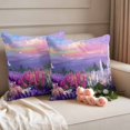 thumbnail image 2 of Spring Flowers Pillow Covers 2 Pack Oil Painting Purple White Lavender Floral Gradient Pink Purple Pillowcase Waterproof Outdoor Throw Pillow Cover for Patio Garden Square Cushion 26”x26”, 2 of 9