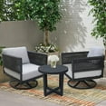 thumbnail image 3 of Outdoor Woven Abaca Rope Patio Set with End Table and 2 Swivel Rocking Chairs, 3 of 7