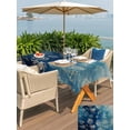 thumbnail image 5 of Outdoor Tablecloth with Umbrella Hole for Patio/Picnic/Party/Camping, Nautical Coastal Waterproof Table Cloth Rectangle Table Cover Washable, Retro Ocean Starfish Coral Conch Ombre Blue (54"x 80"), 5 of 8