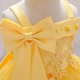 thumbnail image 5 of Moocorvic Summer Baby Dress Tulle Off Shoulder Sleeveless Bow Princess Gown for Christening, Toddler Party Formal Wear 9-12 Months,Yellow, 5 of 9