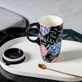 thumbnail image 3 of czcpp-Ceramic Coffee Mug Travel Mug Porcelain Latte Tea Cup with Lid and Color Box 17oz.Big Coffee Mug, Hydrangea, 3 of 4