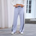 thumbnail image 4 of Pantalones Deportivos de Pierna para Mujer, Informales, de Cintura Alta, Rectos, con Cordón y Bolsillos Gris M, 4 of 9