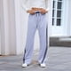 thumbnail image 4 of Pantalones Deportivos de Pierna para Mujer, Informales, de Cintura Alta, Rectos, con Cordón y Bolsillos Gris XL, 4 of 9