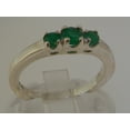 thumbnail image 2 of LBG British Made 10k White Gold Real Genuine Emerald Womens Promise Ring - 33 size options - Size 5.75, 2 of 6