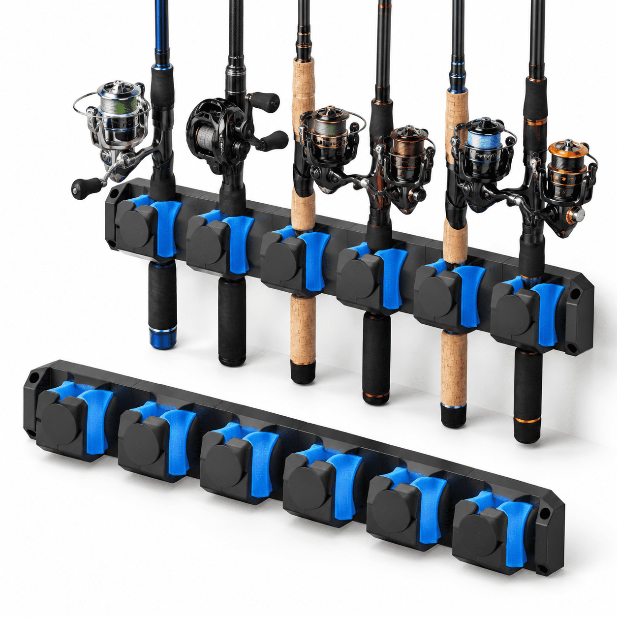 Oceanic Blue 2-Pack Vertical Fishing Rod Racks for Garage and Boat Storage