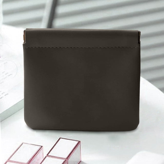 Bolso Mini neceser de maquillaje de PU para almacenamiento diario de viaje (gris oscuro)