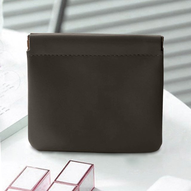 Bolso Mini neceser de maquillaje de PU para almacenamiento diario de viaje (gris oscuro)