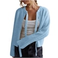 thumbnail image 7 of HTNBO Women Tie Front Knitwear Cardigan Top Long Sleeve Open Front Knitted Crop Cardigan Sweater Streetwear, 7 of 7