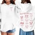 thumbnail image 2 of Byoo Toddler Girl's Bow Print Long Sleeve Hoodie Pullover Fit with Pocket Hooded Sweatshirt Soft Warm Casual Kids Outerwear for Daily Wear, 2 of 6