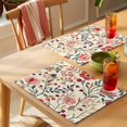 thumbnail image 4 of Red Pink Spring Floral Placemats Set of 6 Summer Botanical Vintage Place Mats Indoor Wipeable Table Mats Washable Cloth Dining Table Placemats for Kitchen Holiday Party Home Decor 13x19 Inch, 4 of 9