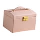 thumbnail image 5 of Caja de almacenamiento de joyas de 3 niveles Cajón de almacenamiento impermeable Forrado de terciopelo suave Portátil Rosa Hugo Estuche organizador de joyas, 5 of 10