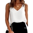 thumbnail image 1 of Camisola básica con tirantes y escote en V de satén para mujer, 1 of 6