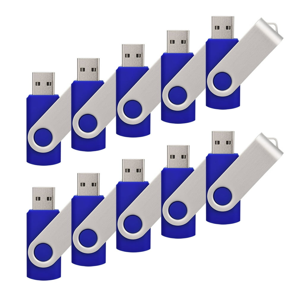KOOTION 10 Pack 2GB USB Flash Drive Memory Stick Fold Storage Thumb Pen Drive Swivel, Blue
