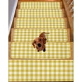 thumbnail image 2 of Yellow Gradient Stair Treads for Wooden Steps Indoor Runner Rug Carpet, Farm Plaid Buffalo Checkered Gingham 4 Pieces Peel and Stick Staircase Step Treads Covers Washable Throw Door Mats, 30"x8", 2 of 6