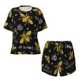 thumbnail image 4 of Naloa Hohey Bee Golden Embroidery Women's Short-Sleeved Pajama Set, Loungewear, Summer pajamas, Breathable Cozy - XX-Large, 4 of 9