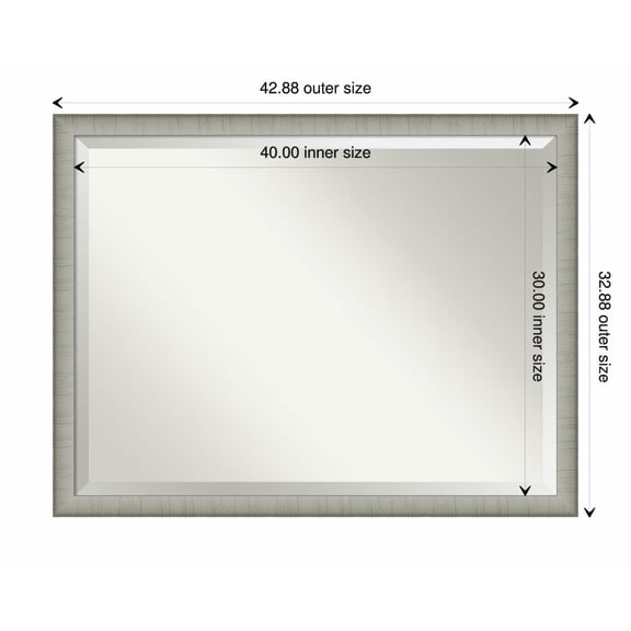 Amanti Art Elegant Brushed Pewter Narrow Framed Wall Mirror - 18.88 x 22.88 in