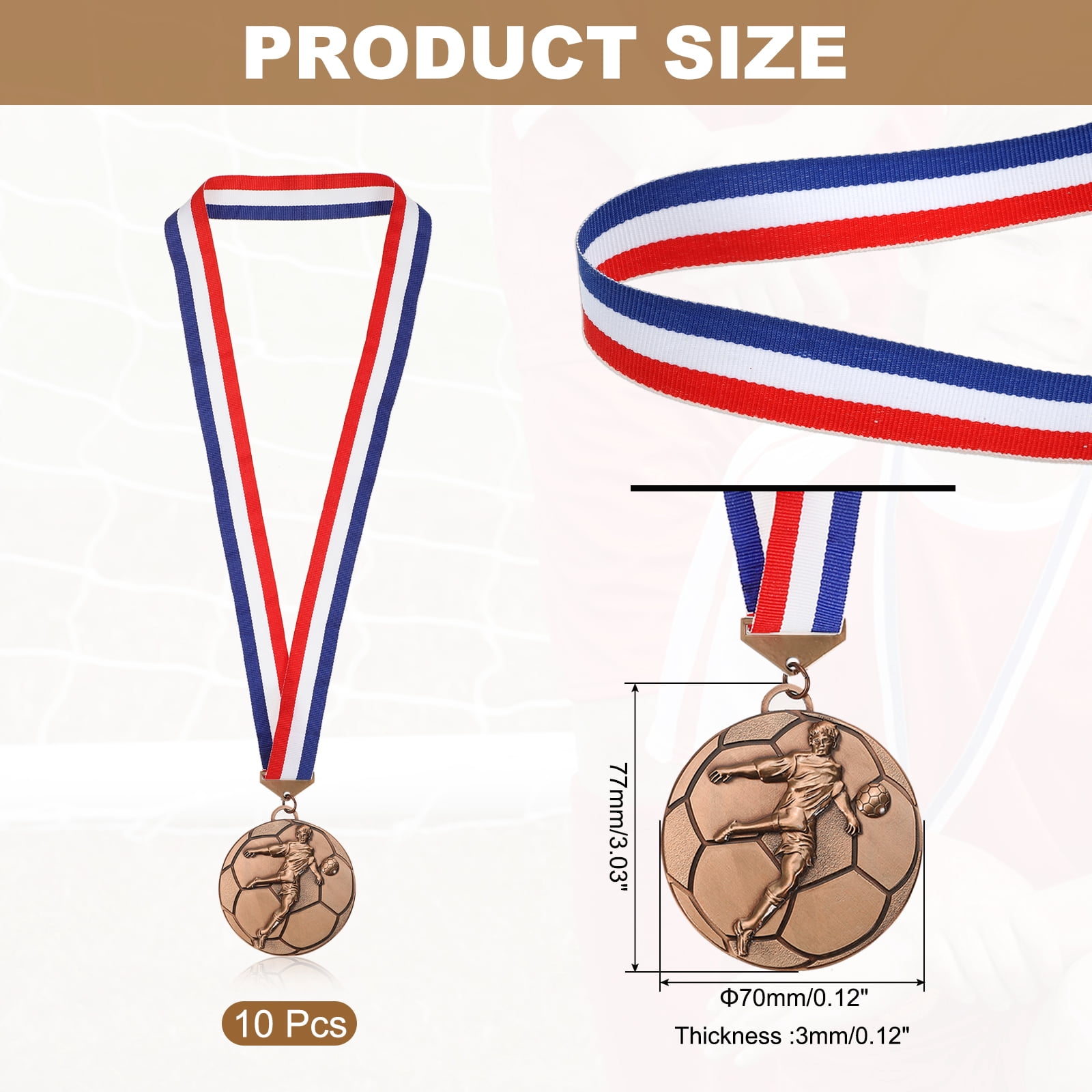Uxcell Football Events Award Medals with Ribbons, Winner Medals Prizes for Competitions Sports Party Red