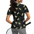 thumbnail image 2 of COEQINE Women V Neck Golf Shirts Quick Dry Fit Lightweight Golf Tops Bee and Black Beehive Print Workout Polo Shirts Moisture Wicking Short Sleeve 1/4 Zip Sportswear, L, 2 of 7