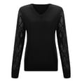 thumbnail image 4 of UJNDER Women's Solid Color Long Sleeve Knit Sweater Soft Comfortable Pullover Top for Fall Casual Outfits Black XXXL, 4 of 5