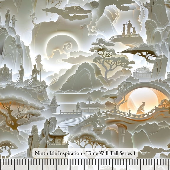 Ninth Isle Inspiration - Time Will Tell Series - 100% Rayon Fabric By The Yard (Series1, HalfYard)