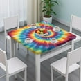 thumbnail image 3 of Colorful Tie Dye Mandala Pattern Square Fitted Tablecloth with Elastic Edge,Square Table Cover,Washable Elastic Table Cover for Home Kitchen Party Decor 34"x34", 3 of 6