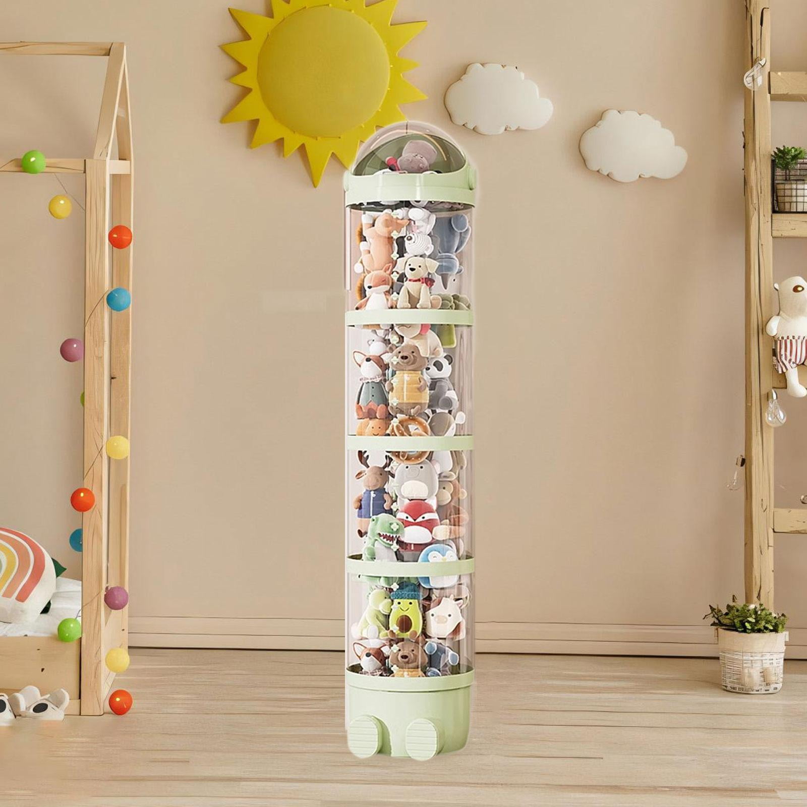 Fancyes Stuffed Toys Storage Tube Cute Display Bucket for Bedroom Household Playroom Green