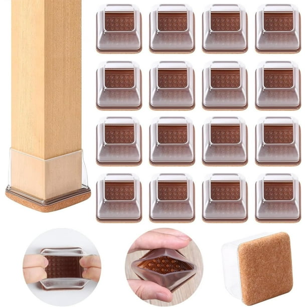 Fundas de silicona para patas de muebles, protectores de suelo transparentes con fieltro resistente, almohadillas antirayaduras, eliminación de ruido para tapas de patas de sillas, almohadillas