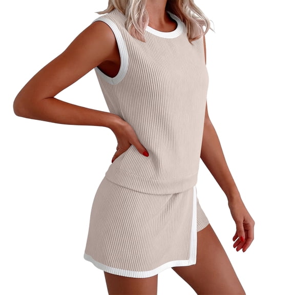 Aofany Women Two Piece Outfits Skorts and Sleeveless Tank Tops Lounge Sets Short Summer Tracksuit Sweatsuit Set