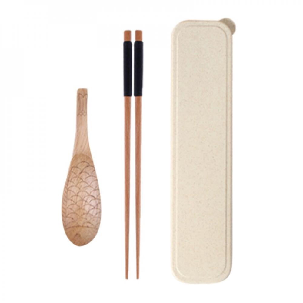 Norbi Wood Tableware Wooden Cutlery Sets Travel Dinnerware Suit Environmental with Box Pack Gifts Set E