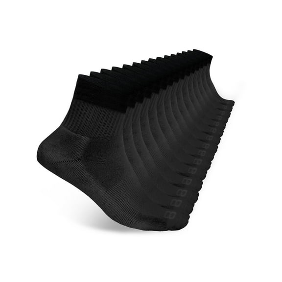 Layer 8 Men’s Cushioned Quarter Socks for Men Breathable Men’s Sports Socks for All day Comfort, 15 pk, Black