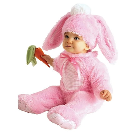 Infant Girls Plush Pink Baby Bunny Rabbit Costume With Jumpsuit & Headpiece
