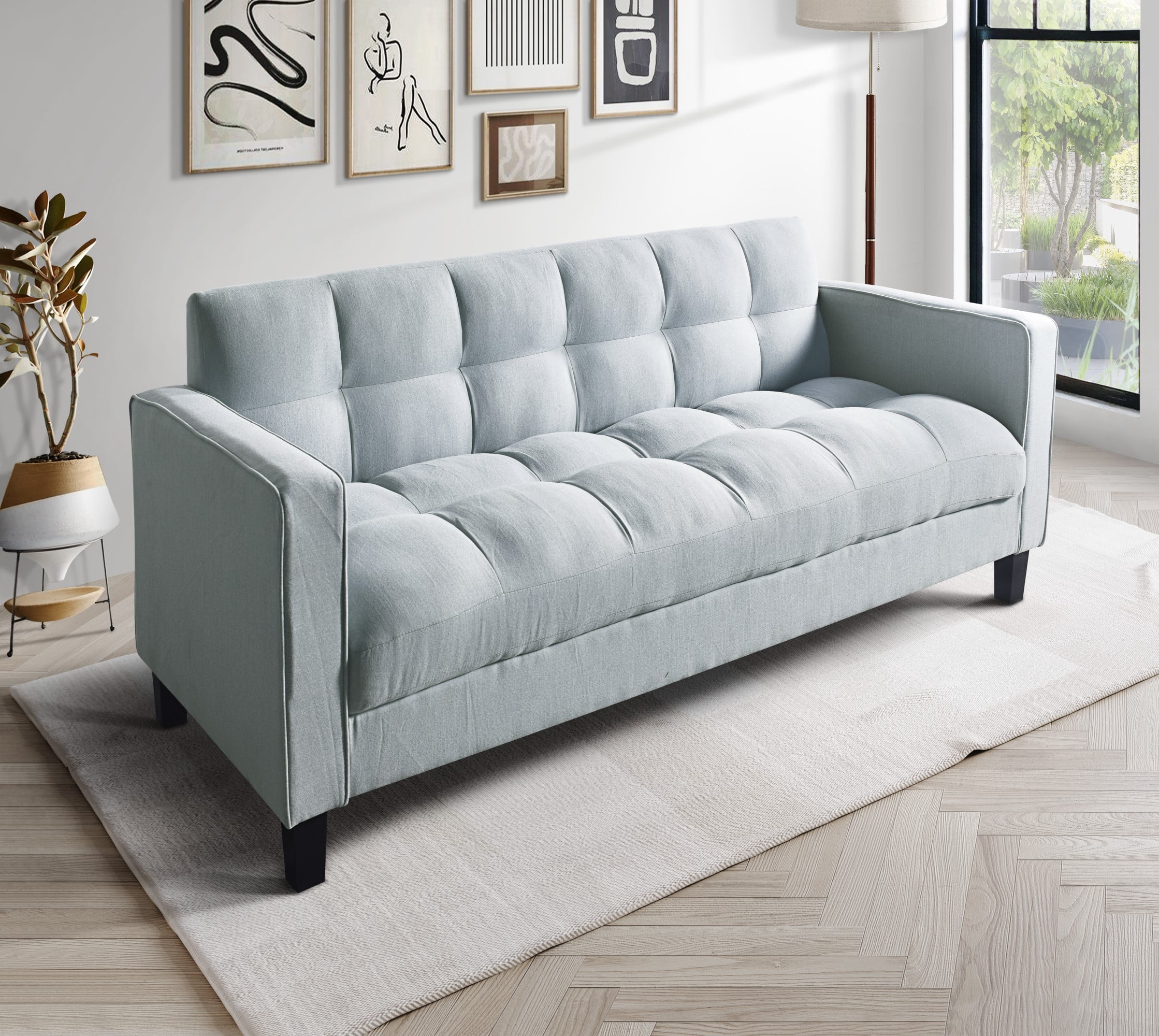 Home Design Vernal 2-Piece Upholstered Square Arm Living Room Furniture Set with Loveseat and Sofa, Delift