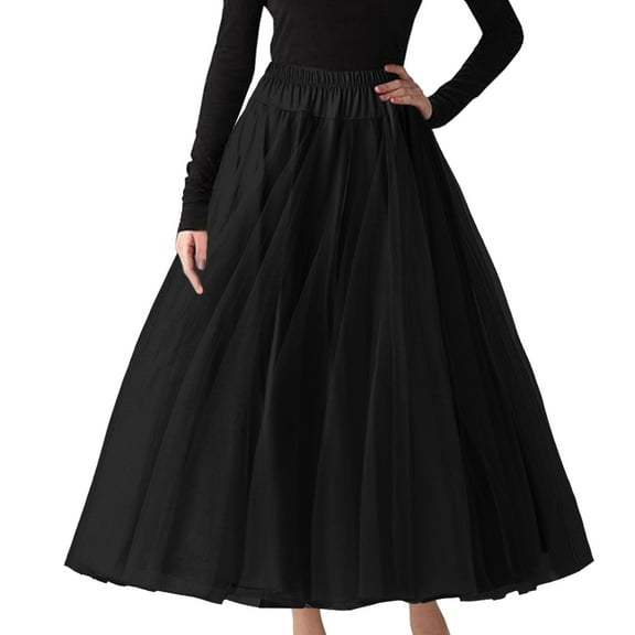 Angala Tulle Skirt Women Midi Retro Skirt High Waist Skirt Long Dress Tulle Underskirt Fancy Dress Beautiful Stylish Women's Skirt