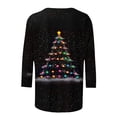 thumbnail image 3 of Craaazy Christmas Gifts For Women Crew Neck 3/4 Sleeve Xmas Shirts Funny Santa Christmas Tree Graphic Pullover Snowman Sweatshirts Womens Tops, 3 of 5