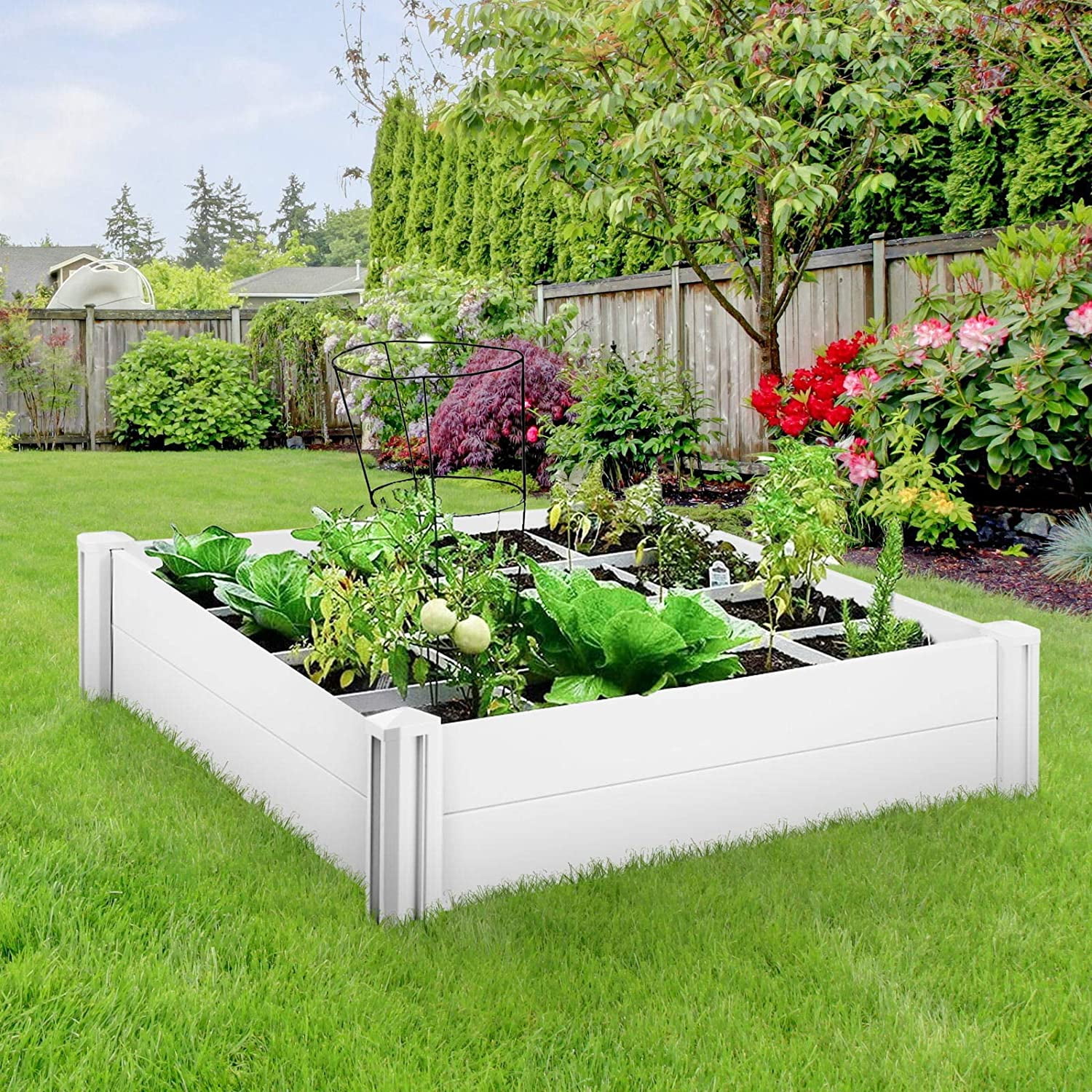 Buy HEMBOR 4ft Raised Garden Bed Outdoor Vinyl Garden Box Online at 