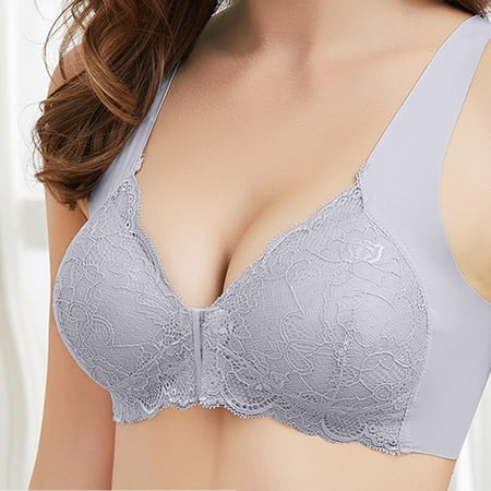 

JGTDBPO Minimizer Front Closure Bras For Women Full Coverage Sexy Lace Wireless Front Closure Bras For Women Lingerie Comfort Push Up Bra Silke Adjusted Big Size Backless Bralette Tops