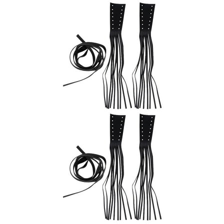 Raindrops 2 Pairs  Motorcycle Handlebar Grips Tassel Faux Leather Brake Lever Cover Fringe