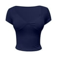 thumbnail image 4 of Women Slim V Neck Short Sleeved T Shirt Solid Color Sexy, 4 of 5