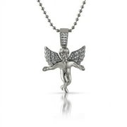Iced Out Micro Angel Pendant Rhodium