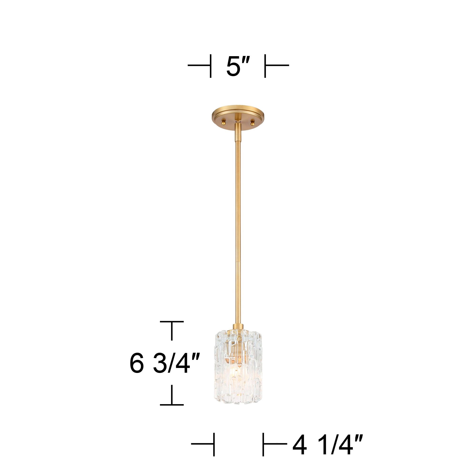 Possini Euro Design Warm Brass Mini Pendant Light 5 1/2" Wide Modern Mid Century Prismatic Clear Glass Fixture for Kitchen Island