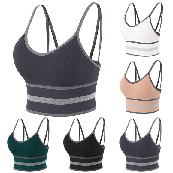 Darzheoy Sports Bras for Women Ruched Sports Bras Padded Workout Tops High Stretch Support Crop Tops Build In Bra Vest One Size