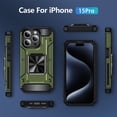 thumbnail image 2 of JTCASES for iPhone 14 Pro Max Armor Case, Built-in Rotatable Kickstand Anti-slip Bumper Heavy Duty Protective Hybird Shockproof Anti-fall Shell Car Mount, Olivegreen, 2 of 8