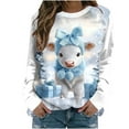 thumbnail image 2 of Sakmal Christmas Sweatshirts for Women Crew Neck Blue Tops Fashion Animal Print Sweatshirt for Women, 2 of 6