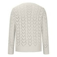 thumbnail image 4 of Lilgiuy Women's Solid Color Round Neck Knitted Long Sleeve Hollow Out Sweater Blouse for Christmas Halloween, 4 of 4