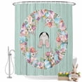 thumbnail image 2 of Shower Curtain for Bathroom Easter Bunny Colorful Egg Waterproof Bath Curtains Shower Curtains with Hooks,Pastoral Flower Rabbit Wood Plank Bathroom Curtain Privacy Drapes for Bathtubs Toilet 72x72in, 2 of 9