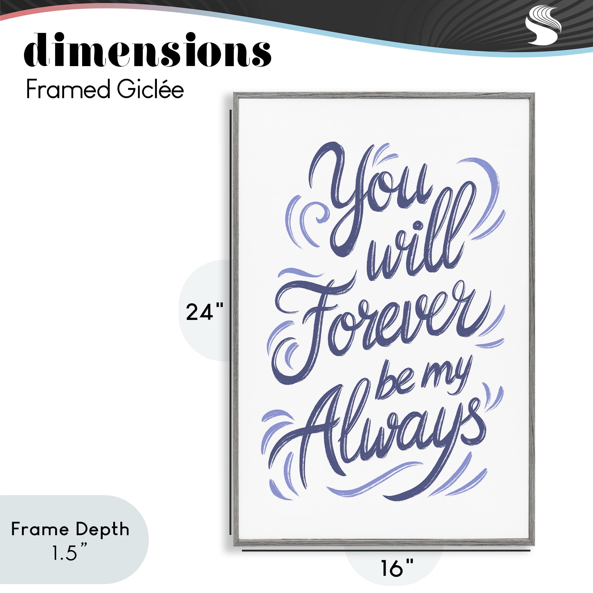 Stupell Industries Forever Be My Always Gray Framed Giclee Art, design by Martina Pavlova